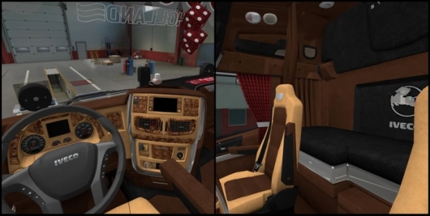ETS2 - Wood Brown Interior Iveco Hi-Way