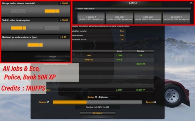 ETS2 - All Jobs & Eco, Police, Bank 50K, XP