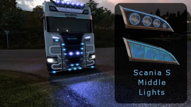 ETS2 - Scania S Middle Lights Blinkers Built-in V3.0