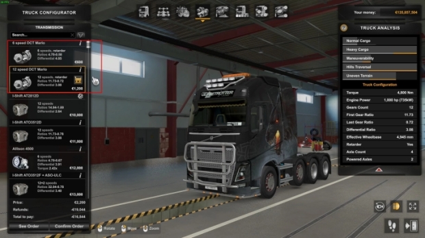 ETS2 - 1000 HP + & 6/12 Speed Transmissions for Volvo Trucks