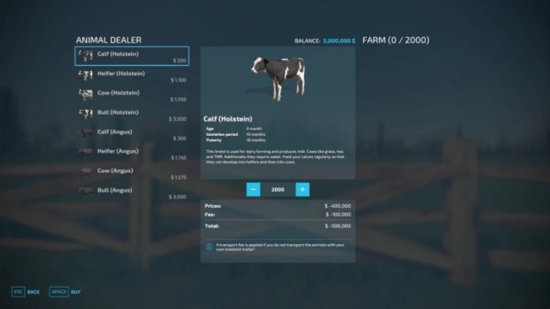FS22 - Increase Maximum Purchase Limit For Animals V1.0.0.2