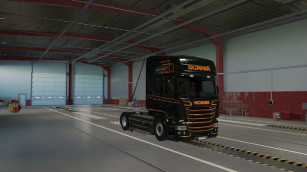 ETS2 - Scania RJL Black And Orange Skin