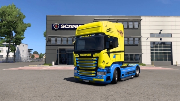 ETS2 - Scania RJL Yellow Blue Skin V1.0