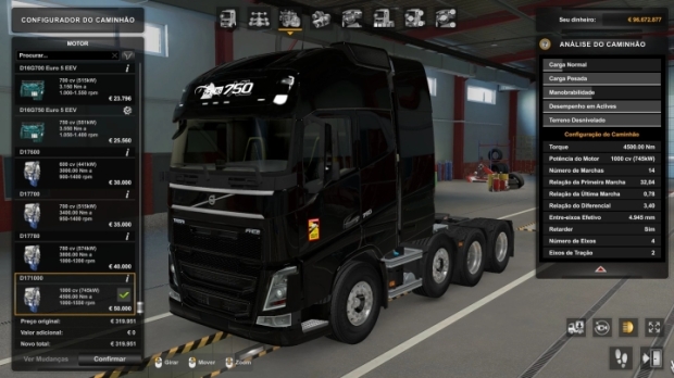 ETS2 - Engine D17 1000 HP Volvo FH16 2012 V1.0
