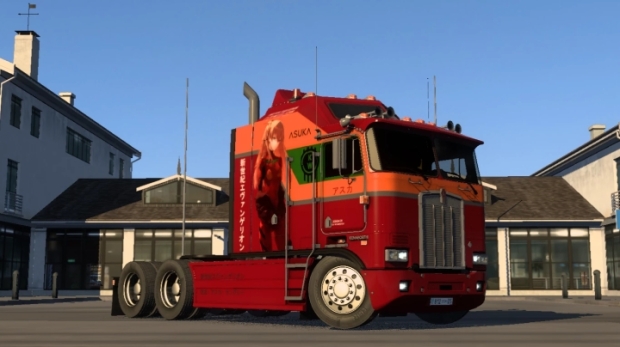 ETS2 - Asuka Langley Skin for Overfloater Kenworth K100-E V1.0