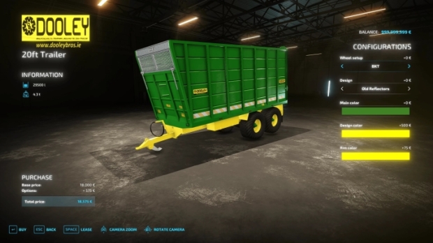 FS22 - Dooley 20ft Silage Trailer V1.0
