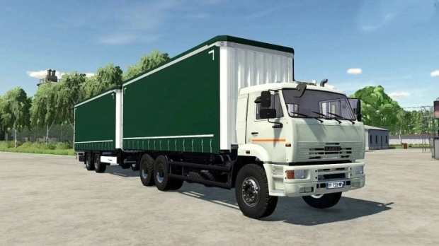 FS22 - KAMAZ 6520 Curtain+Tandem Trailer V1.0