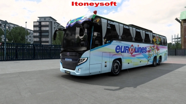 ETS2 - Scania Touring Euro Line Professional Bus Skin with Bus Mods
