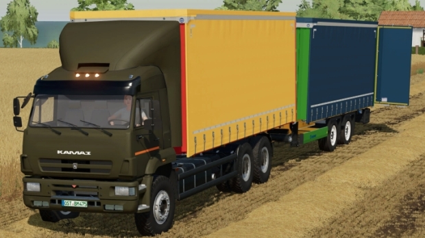 FS22 - Kamaz 6520 Curtain Truck & Krone Tandem Profiliner Trailer V1.0