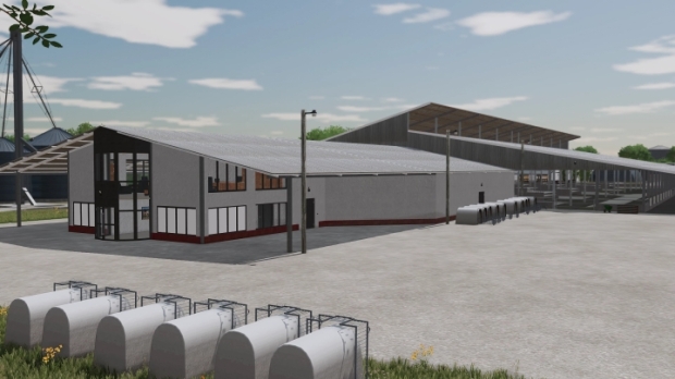 FS22 - Large Scale Dairy Barn with Rotary Parlor V1.0