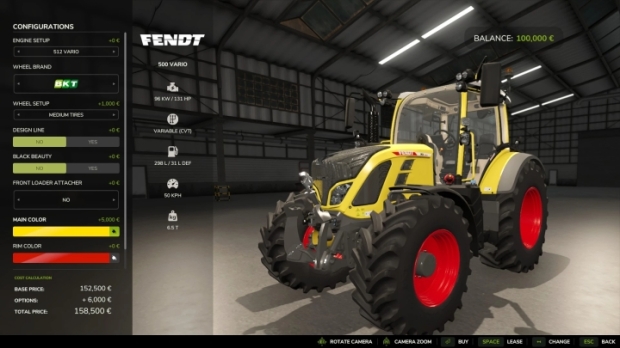 FS25 - Fendt Vario 500 Wide Tires Multicolor V1.0