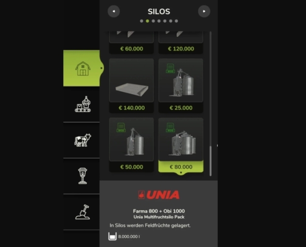 FS25 - Unia Multifruitsilo Pack V1.0