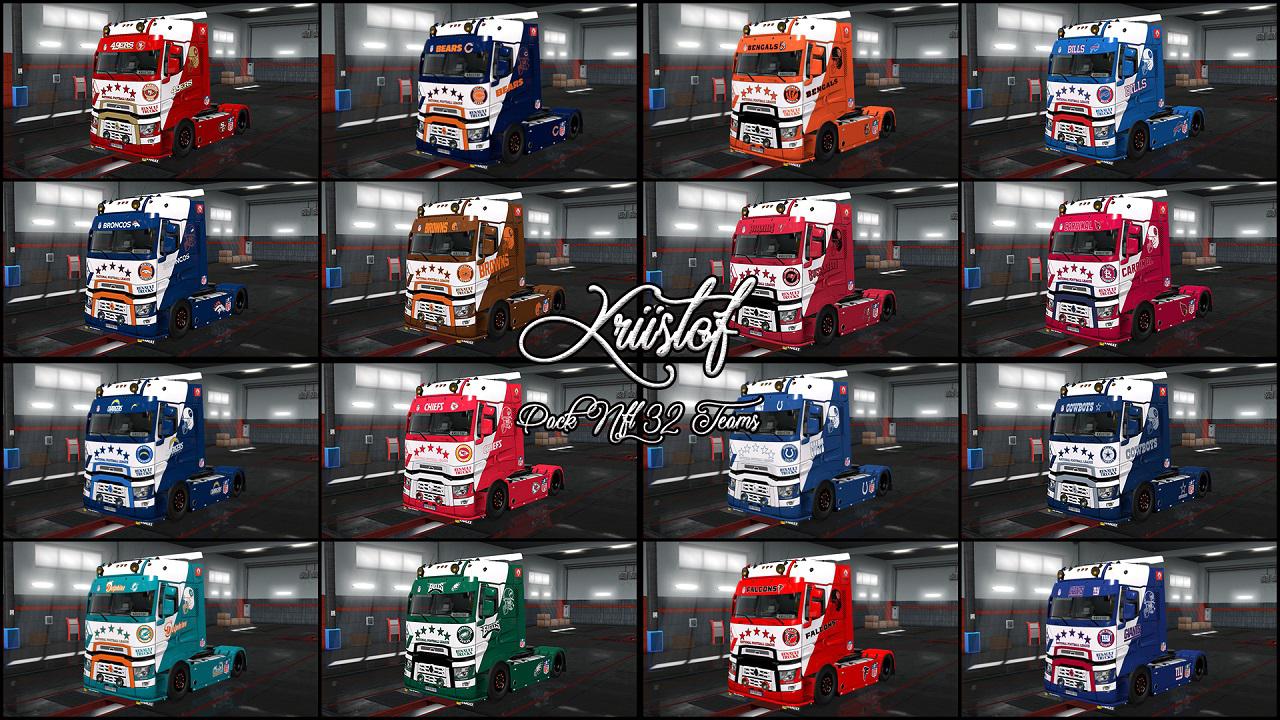 ETS2 - Renault T 32 Teams NFL Pack (1.36.x)