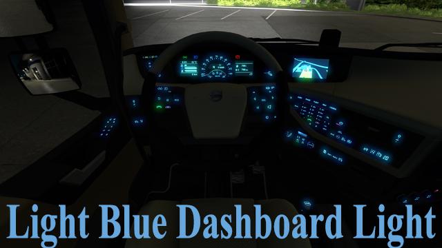 ETS2 - Light Blue Dashboard Lights V3.0 (1.39.x)