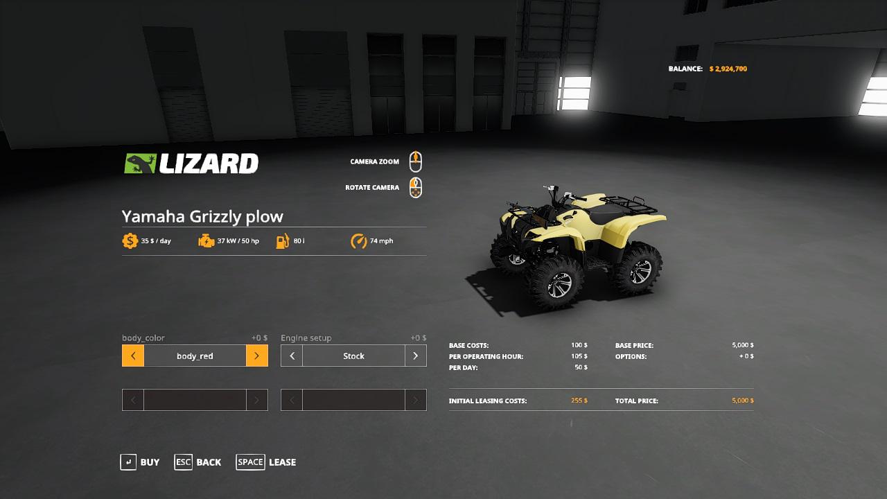 FS19 - Yamaha Grizzly Snow Plow V1.0