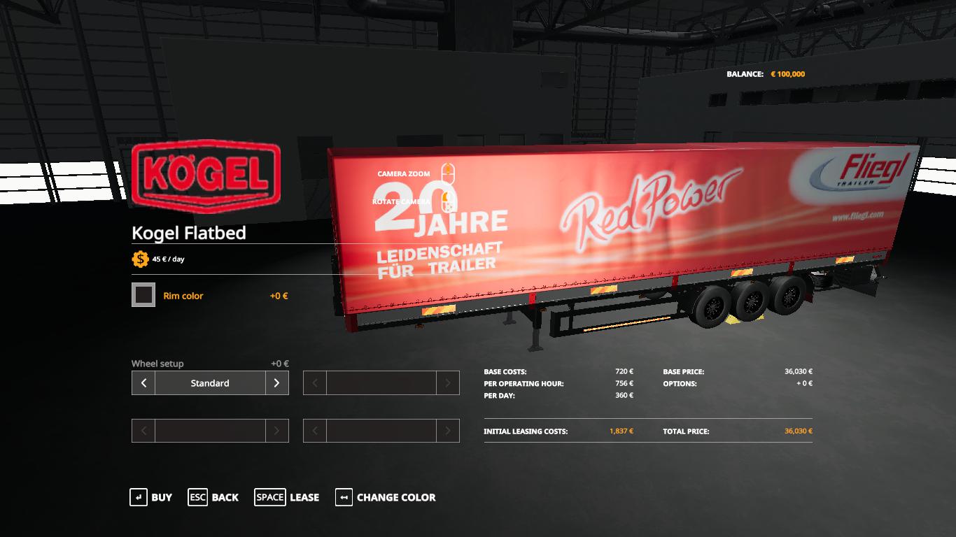 FS19 - Red Power Fliegl Autoloader Trailer V1.0