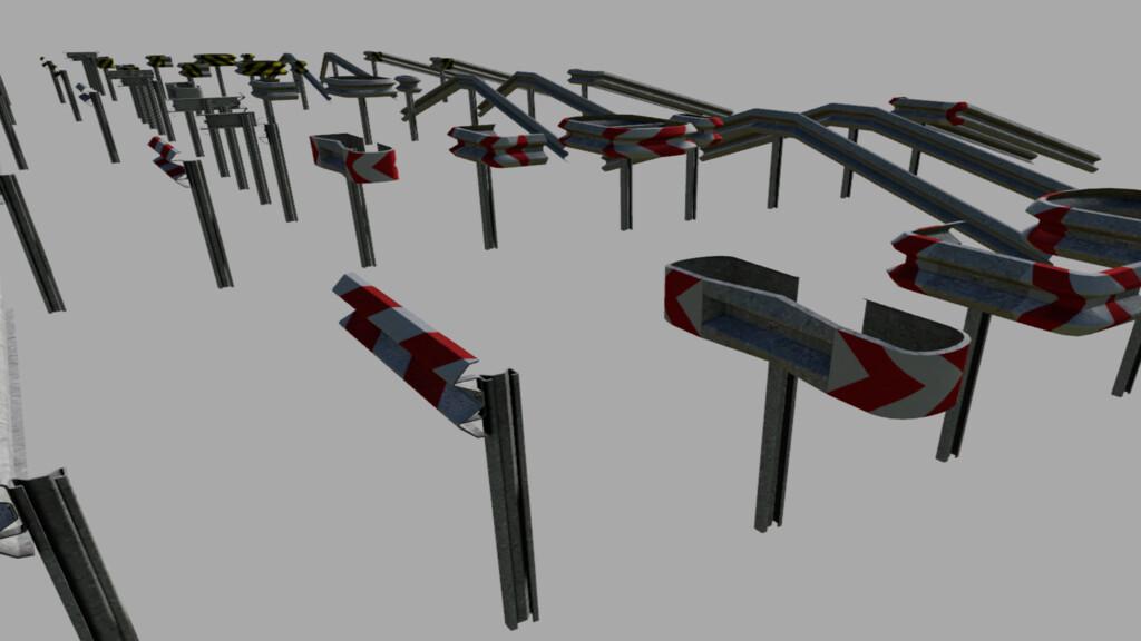 FS19 - Crash Barriers A Profil Set (Prefab) V1