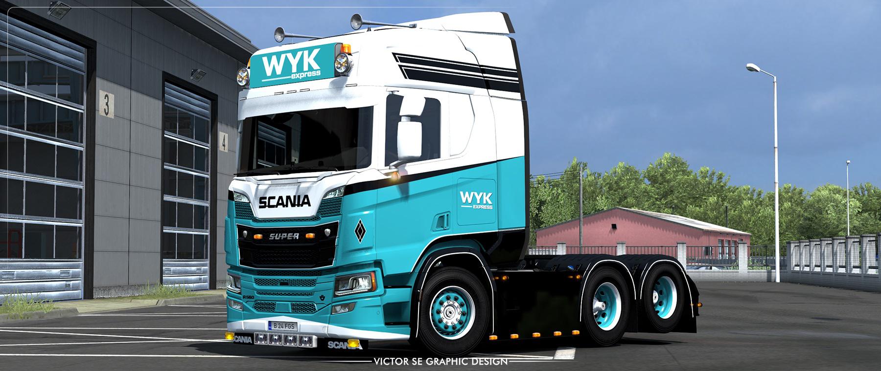 ETS2 - Scania R Highline 2016 WYK Express Skin V1.0 (1.36.x)