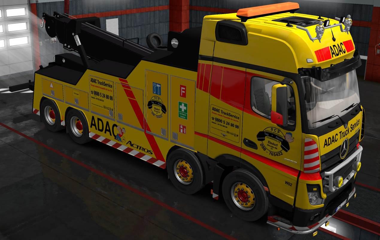 ETS2 - Mercedes Actros MP4 Crane Truck + Trailer Load Pack + Skin (1.35.x)