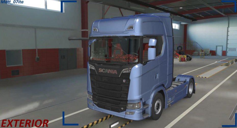 ETS2 - Scania Red Pluche & Alcantara Interior / Exterior V1 (1.37.x)
