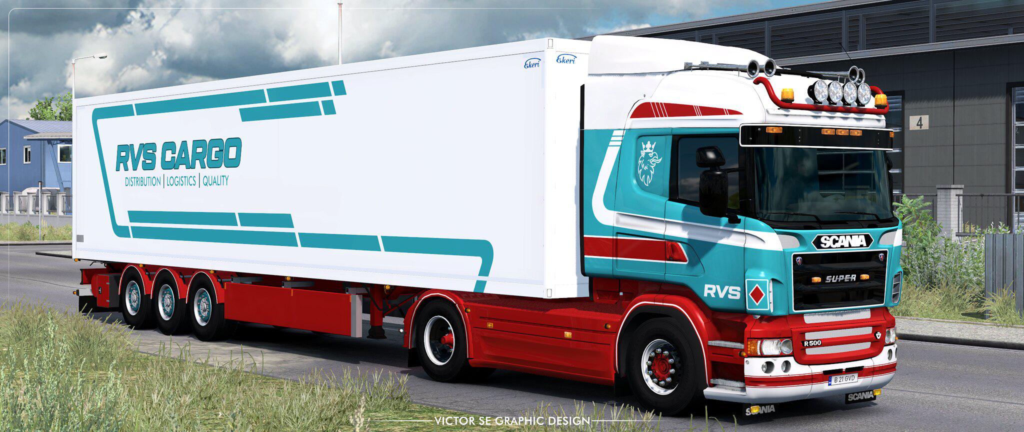ETS2 - Scania R and Ekeri Trailer RVS Cargo Skinpack V1.0 (1.37.x)
