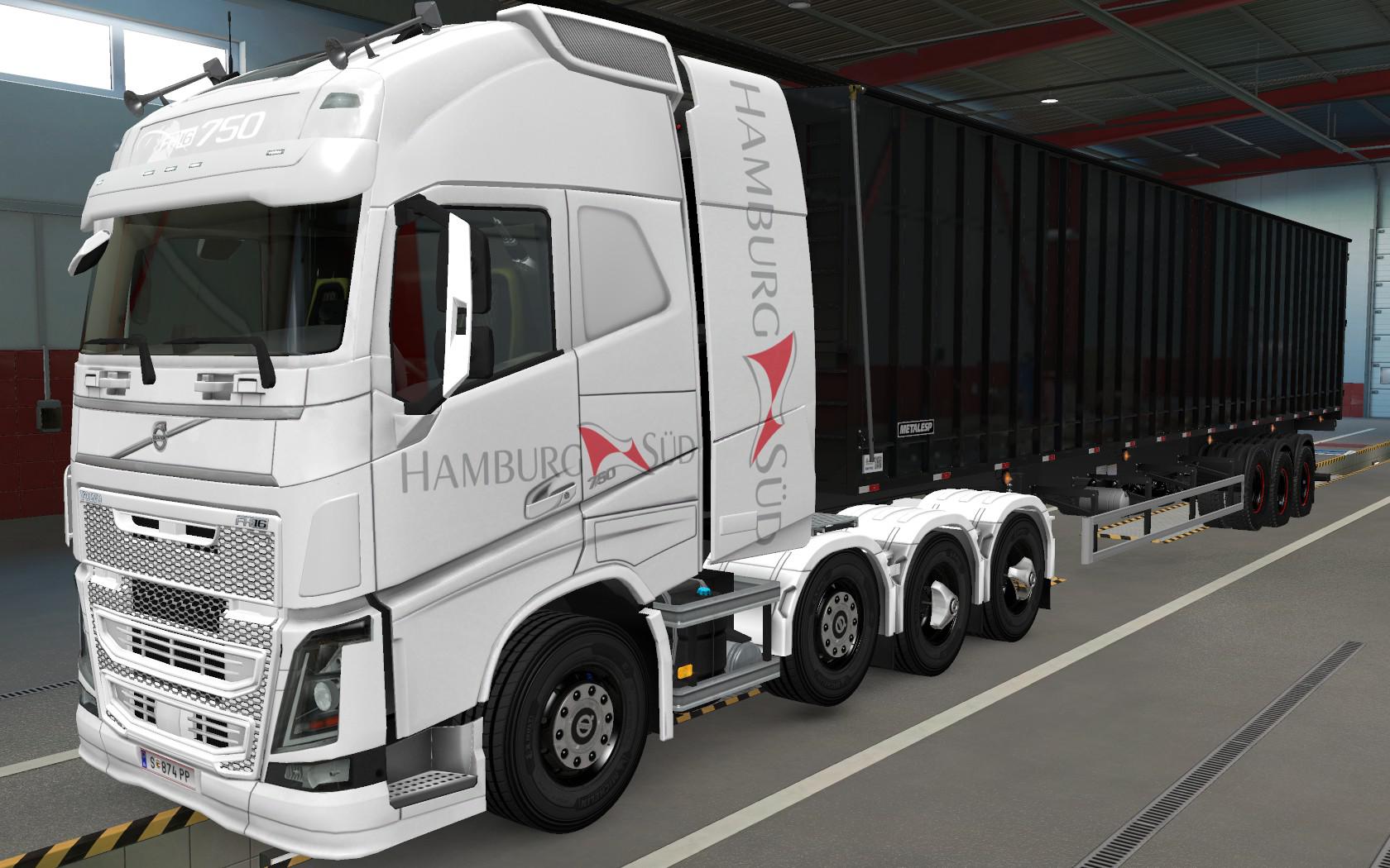 ETS2 - Volvo FH16 2012 8x4 Hamburg Sud White Skin (1.39.x)