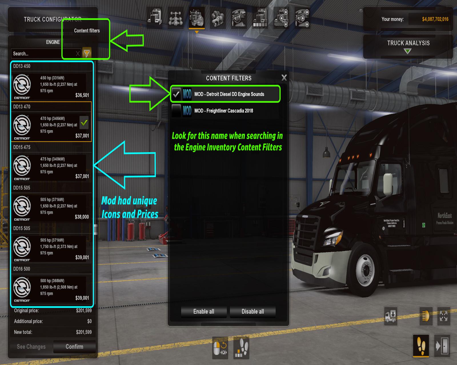 ATS - Galimims Freightliner Cascadia New Detroit Diesel Sounds (1.38.x)