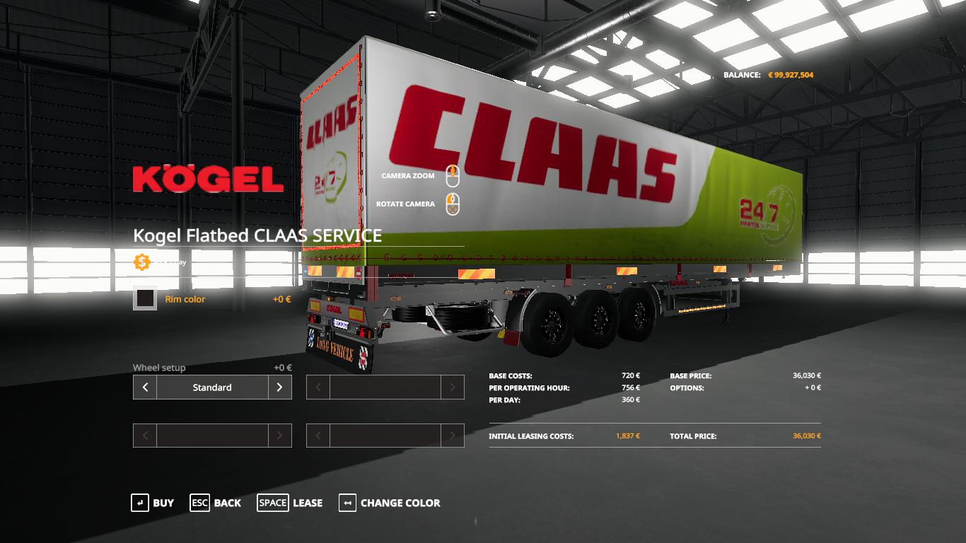 FS19 - Claas Service Kogel Autoloader Trailer V1.0