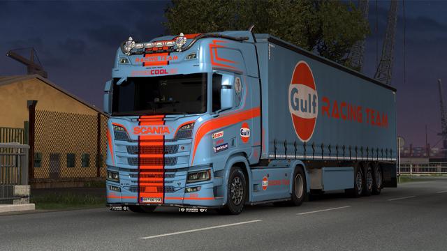 ETS2 - Scania R NG & Trailer Gulf Skin V1.0 (1.40.x)