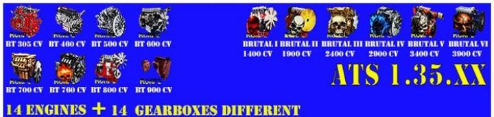 ATS - Powerful Engines Pack + Gearboxes V12.1 (1.35.X)