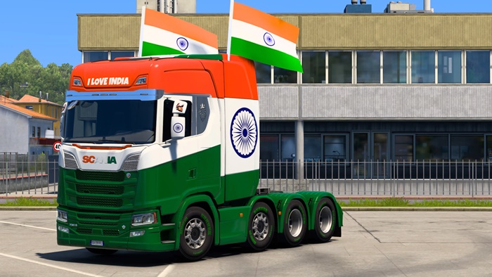 ETS2 - Indian Flag Skin for Scania S Highroof & Trailer Box V1.0