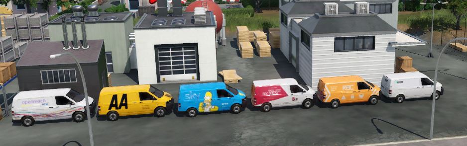Transport Fever 2 - Volkswagen Transporter Reskins – BT, SKY, AA, RAC, Virgin Media and Enterprise