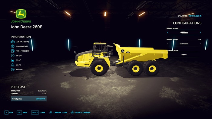 FS22 - John Deere 260E Haul Truck V1.0