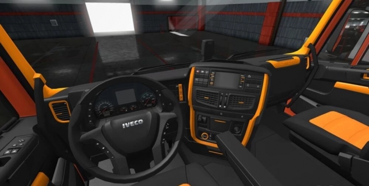 ETS2 - Iveco Hi-Way Black - Orange Interior (1.41.x)