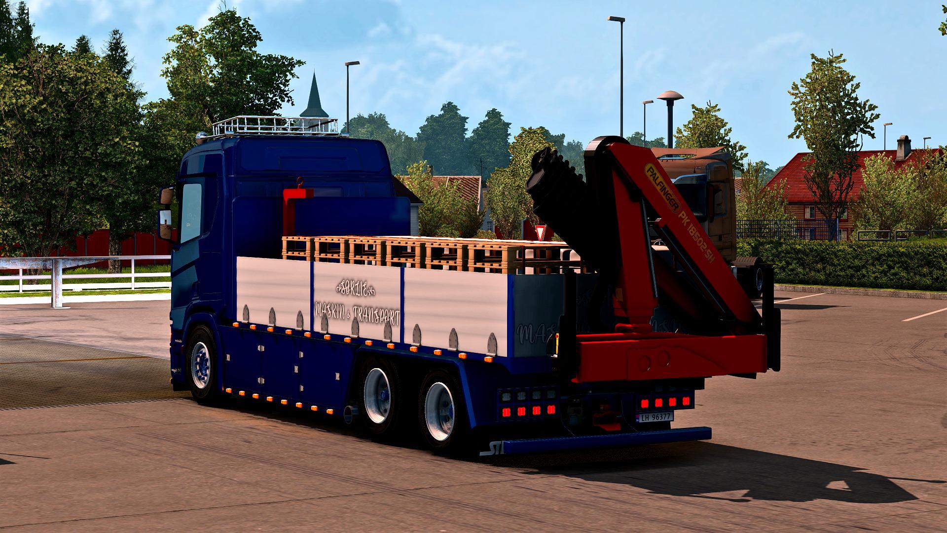 ETS2 - Scania NG Flatbed with Palfinger Crane (1.39.x)