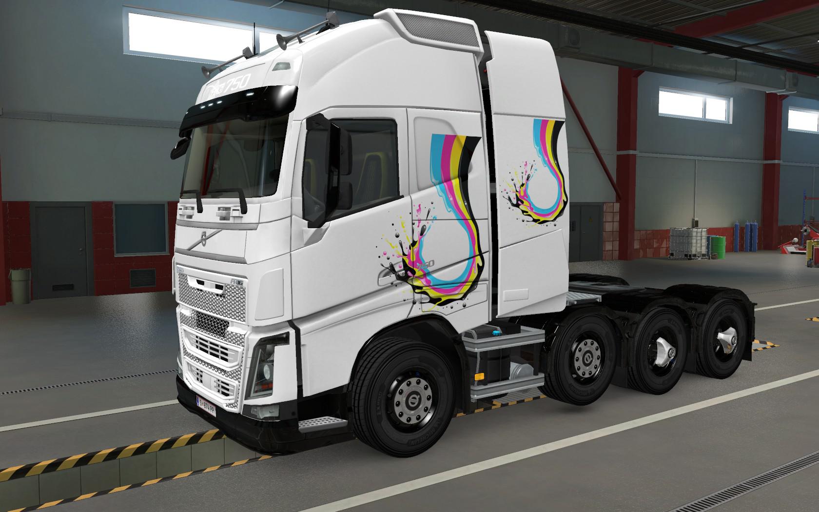 Ets2 Volvo Fh16 2012 8x4 Aquarela Skin 1 39 X Euro Truck