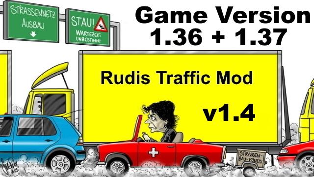 ETS2 - Rudis Traffic Mod V1.4 (1.36 - 1.37)