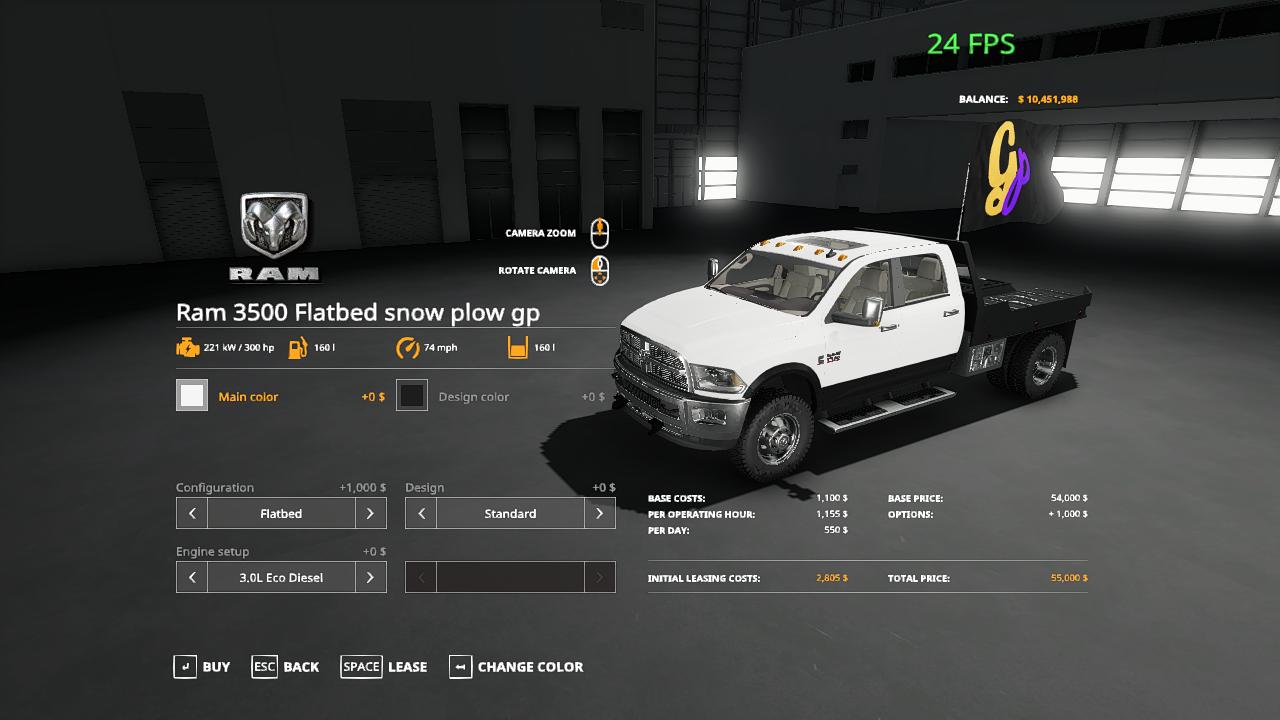 FS19 - Dodge Ram 3500 Snowplow GP Edition v1.0