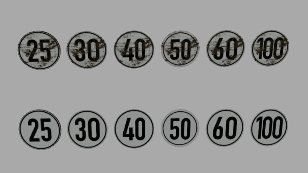 FS19 - Sheet Metal Sign With Speed Sticker (Prefab) V1