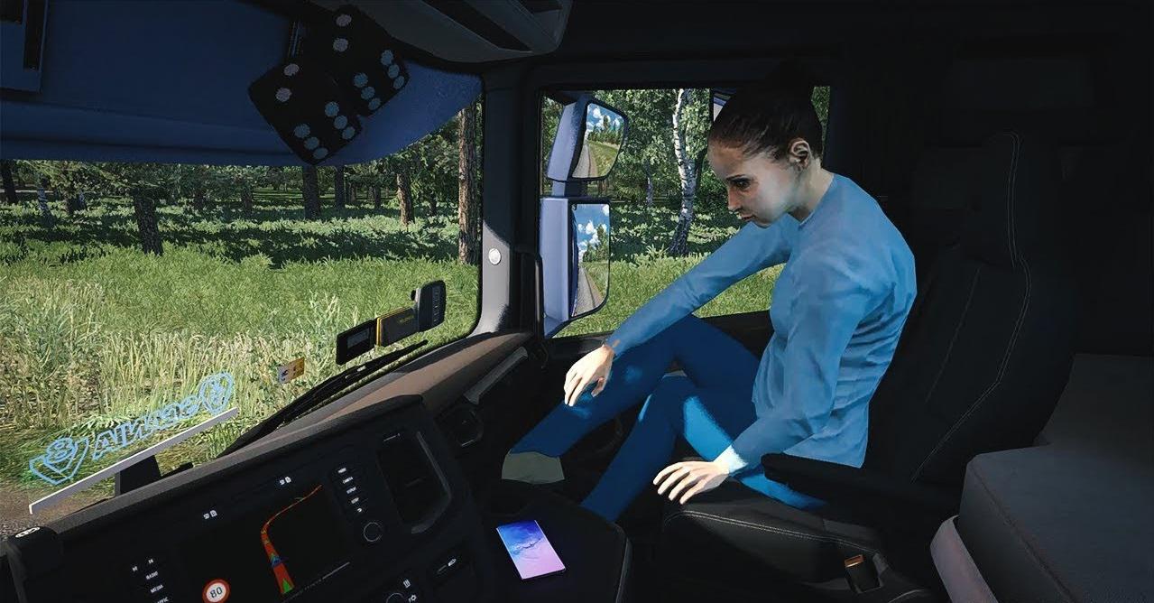Ets2 Animated Female Passenger In Truck With You V201 136x Euro Truck Simulator 2