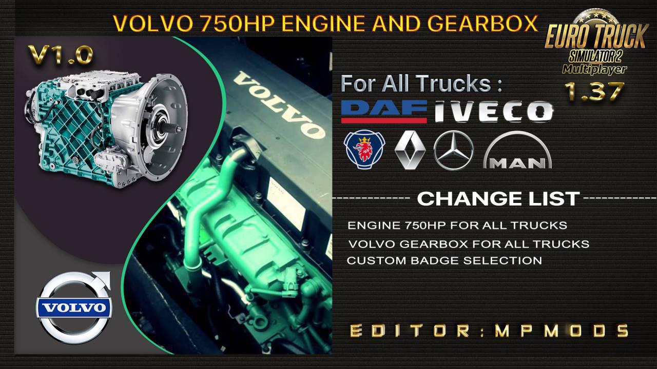 ETS2 - Volvo 750HP And Gearbox For All Trucks V1.0 (1.37.x)