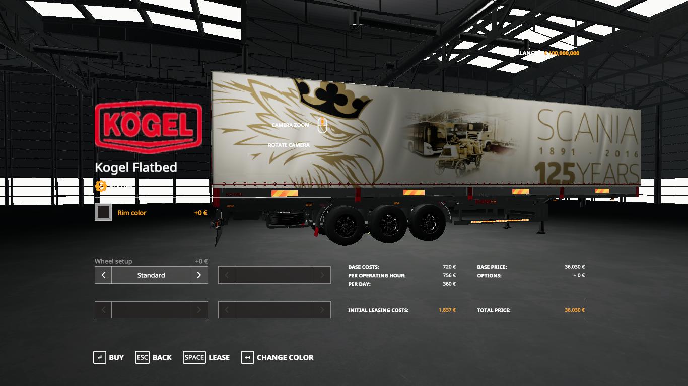 FS19 - Scania 125 Years Kogel Autoloader Trailer v1.0