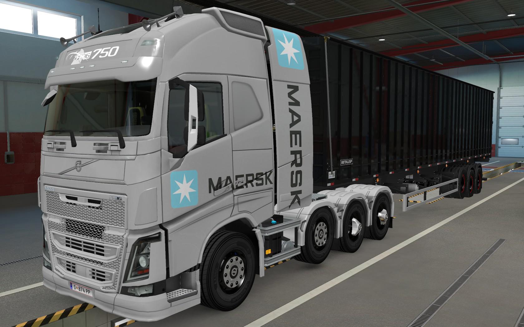 ETS2 - Volvo FH16 2012 8x4 Maersk Grey Skin (1.39.x)