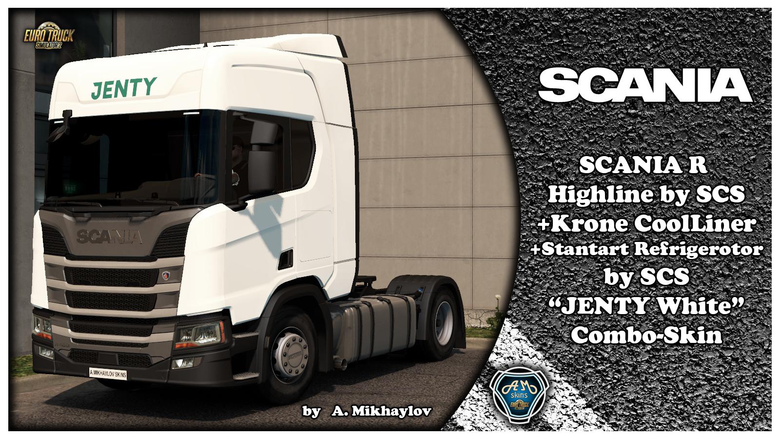 ETS2 - Scania R Highline Jenty White Combo Skin V1.0 (1.36.x)