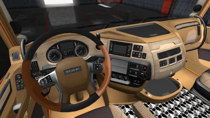 ETS2 - DAF E6 Gold Wood Interior (1.41.x)