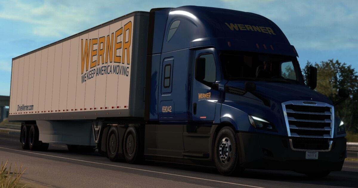 ATS - Werner Freightliner Cascadia + Trailer V1.0 (1.39.x)