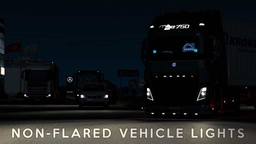 ETS2 - Non-Flared Vehicle Lights Mod V4.0 (1.38.x)