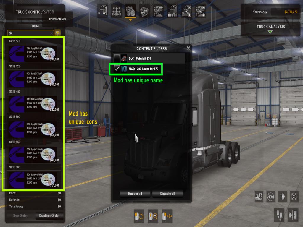 ATS - Peterbilt 389 Stock Engine Sound for the Peterbilt 579 V1 (1.37.x)