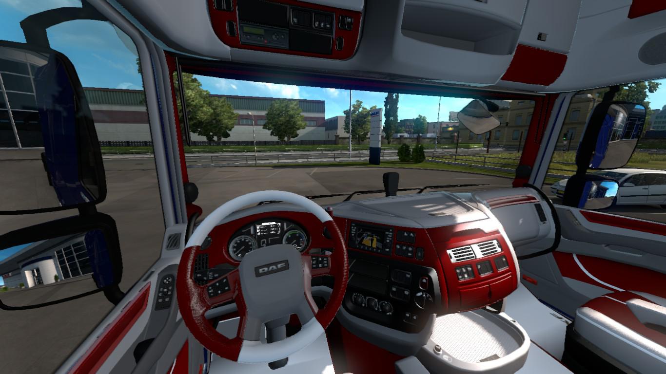 ETS2 - DAF Euro6 Red And White interior V1.0 (1.35.X)
