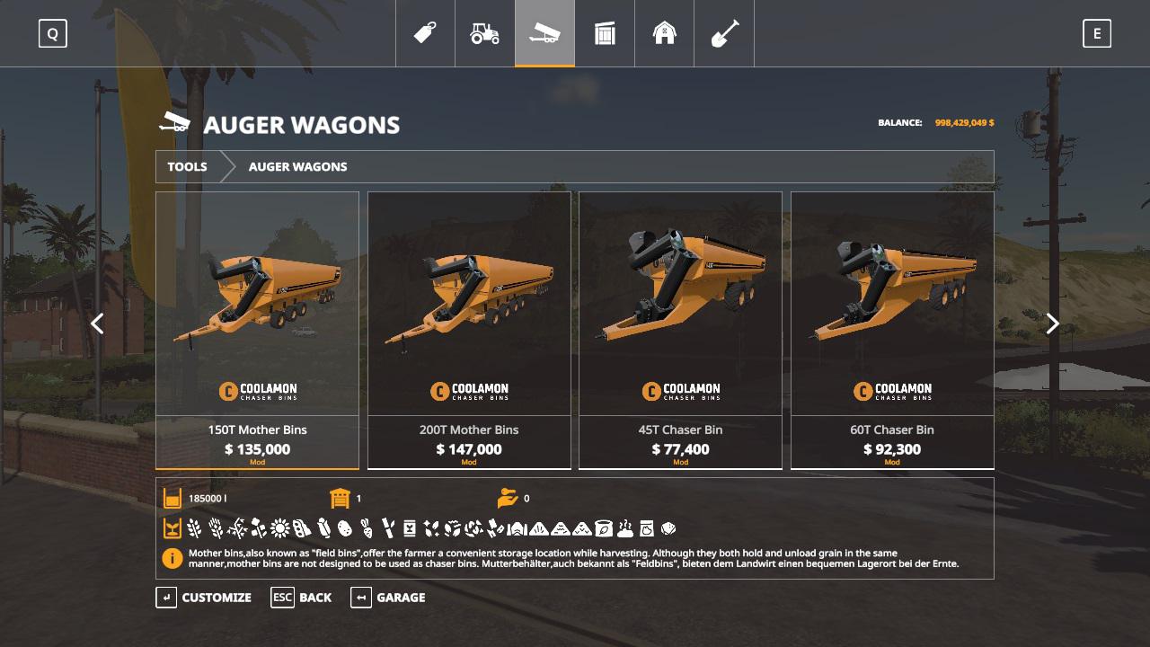 FS19 - Coolamon Bins Pack Bulk V2.0